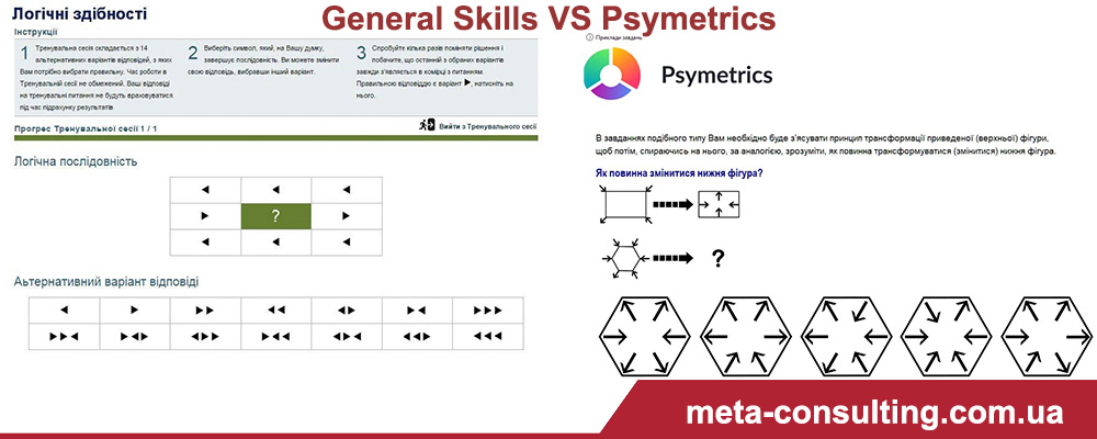 Приклад завдання з тестування абстрактно-логічного інтелекту General Skills VS Psymetrics